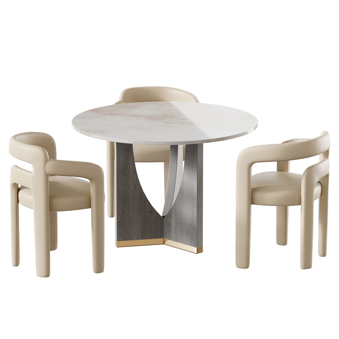 RIDLEY Table 3D Model – Modern Round Dining Table, FBX, OBJ - View 11