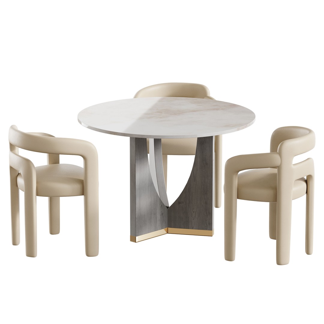 RIDLEY Table 3D Model – Modern Round Dining Table, FBX, OBJ - View 4