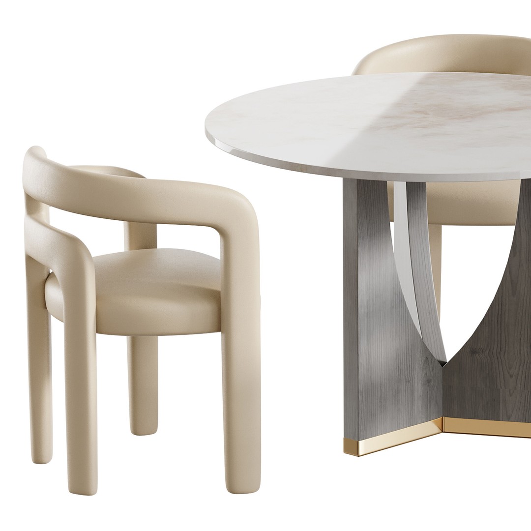 RIDLEY Table 3D Model – Modern Round Dining Table, FBX, OBJ - View 7