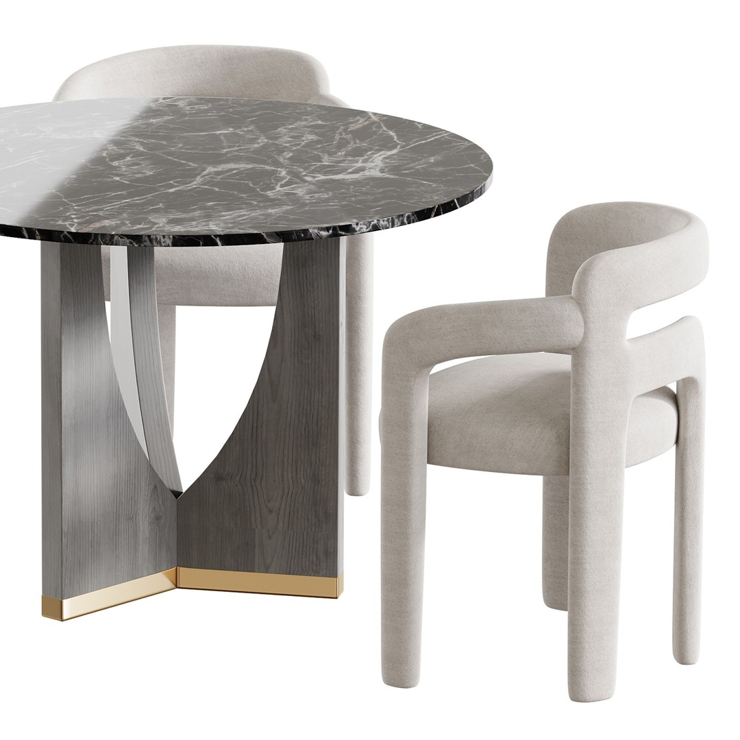 RIDLEY Table 3D Model – Modern Round Dining Table, FBX, OBJ - View 9