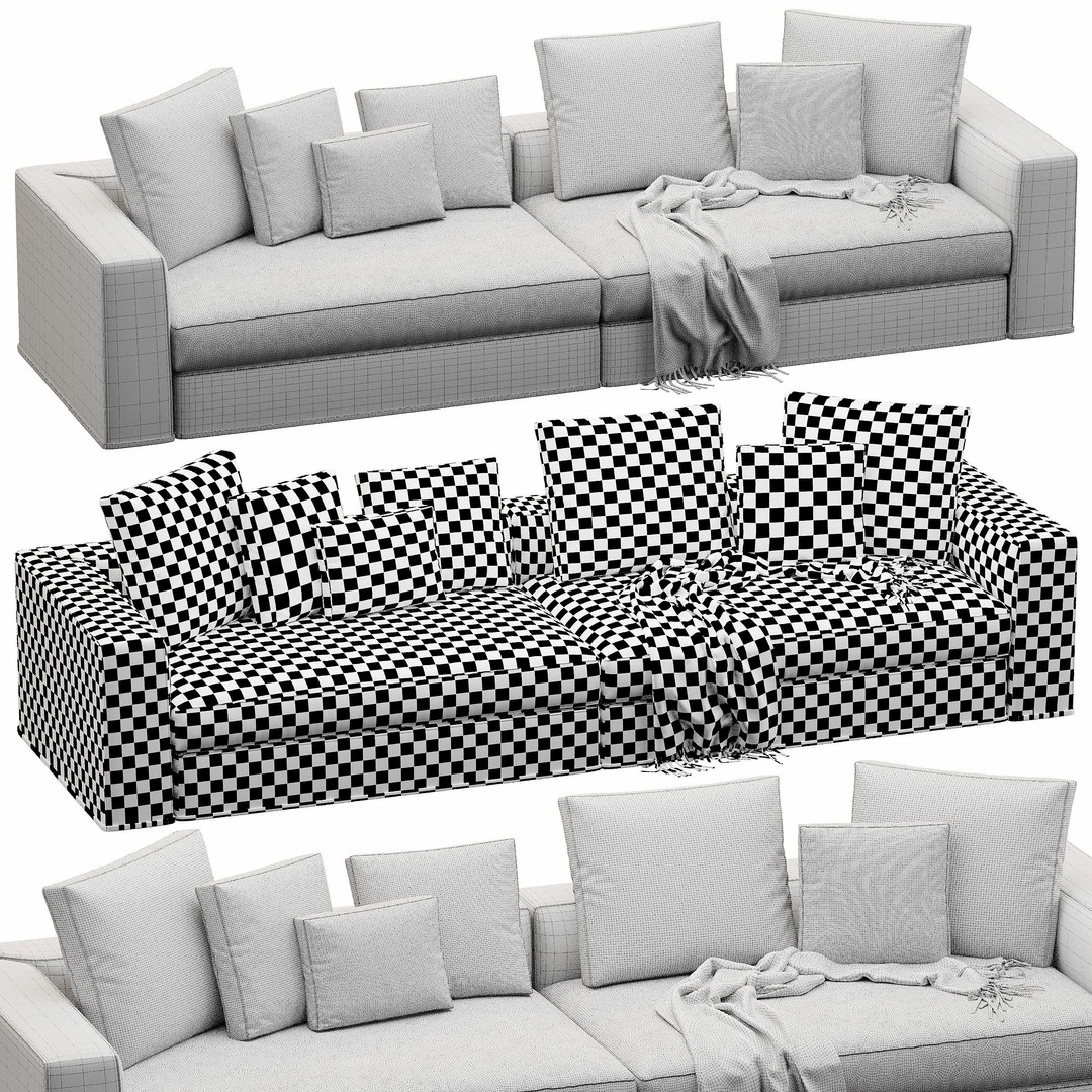 Powell Sofa 3D Model – High Poly Furniture Asset, FBX, OBJ - View 13