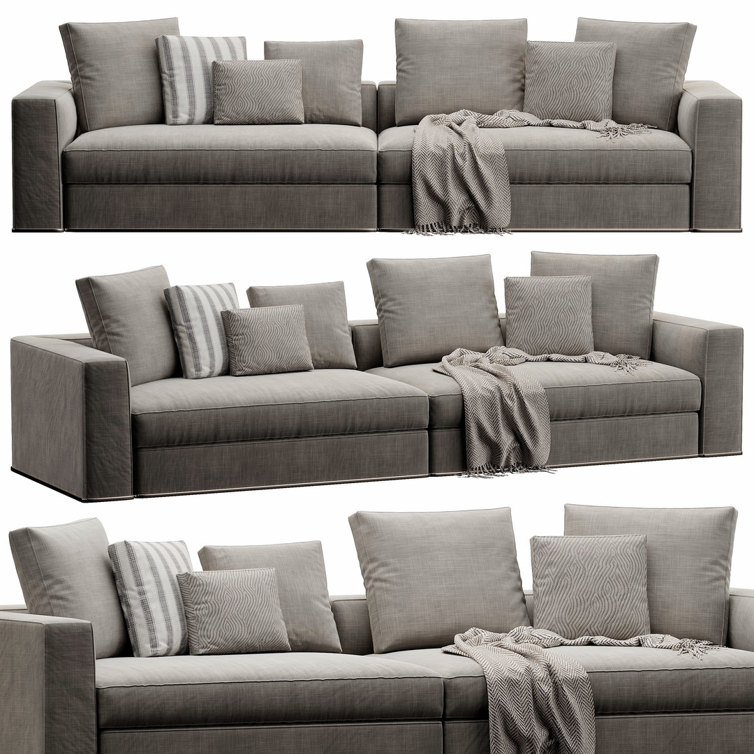 Powell Sofa 3D Model – High Poly Furniture Asset, FBX, OBJ - View 3
