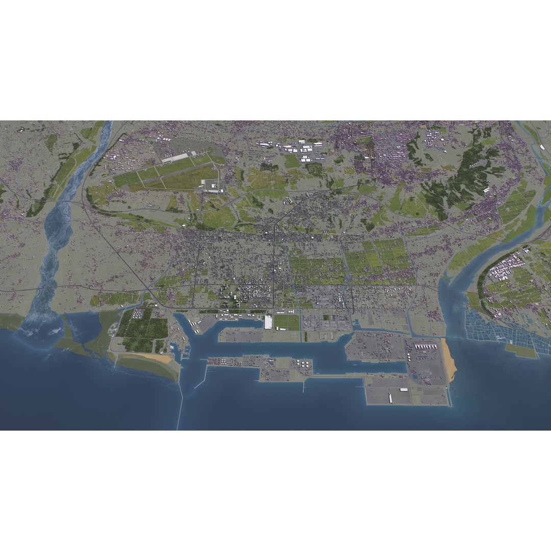 Taichung Cityscape 3D Model – Low Poly PBR Asset, FBX, OBJ