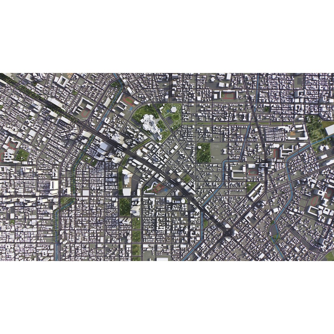 Taichung Cityscape 3D Model – Low Poly PBR Asset, FBX, OBJ - View 10