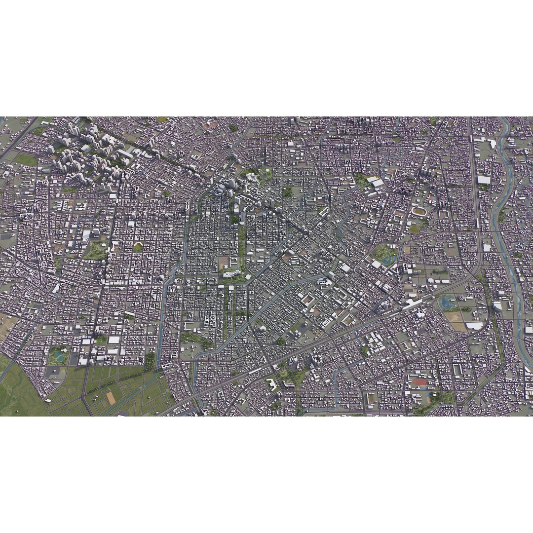 Taichung Cityscape 3D Model – Low Poly PBR Asset, FBX, OBJ - View 12