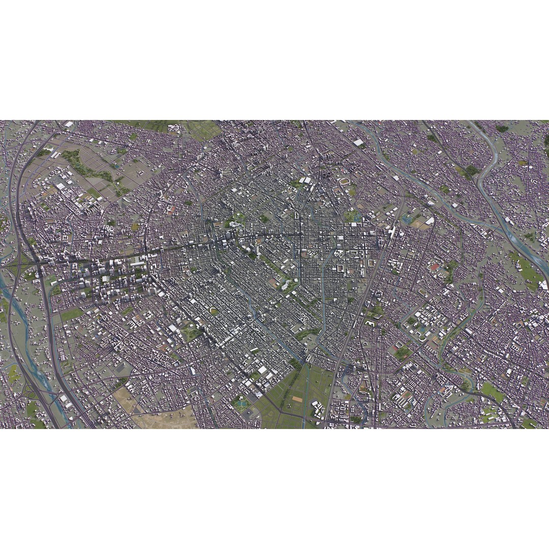 Taichung Cityscape 3D Model – Low Poly PBR Asset, FBX, OBJ - View 13