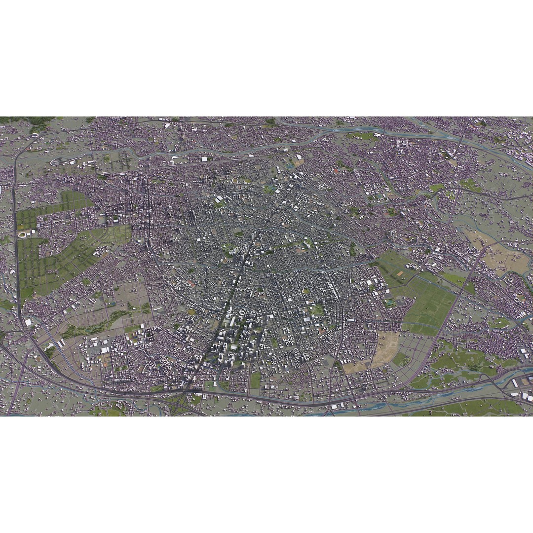 Taichung Cityscape 3D Model – Low Poly PBR Asset, FBX, OBJ - View 14