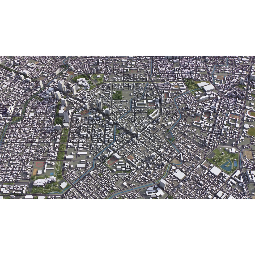 Taichung Cityscape 3D Model – Low Poly PBR Asset, FBX, OBJ - View 4
