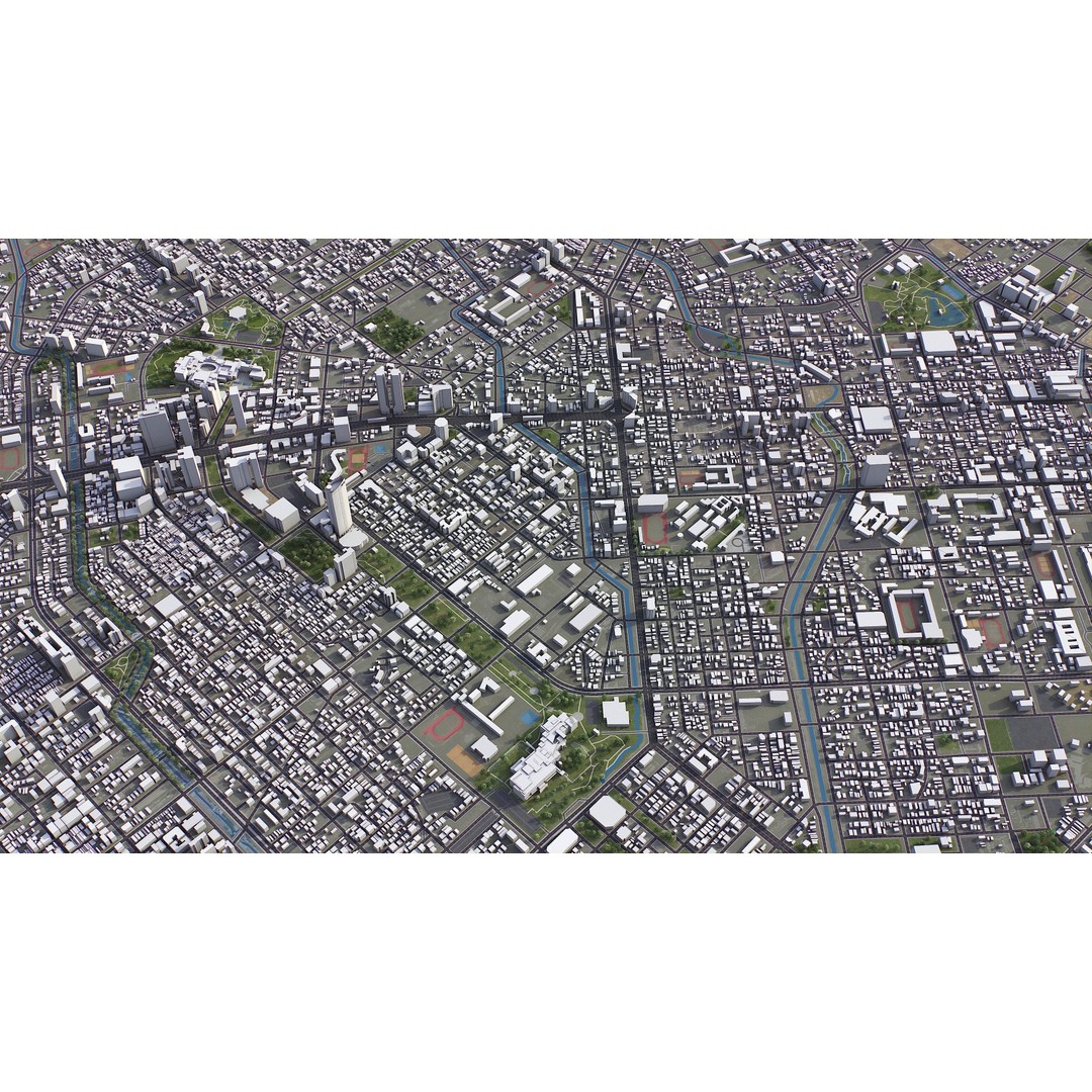 Taichung Cityscape 3D Model – Low Poly PBR Asset, FBX, OBJ - View 5