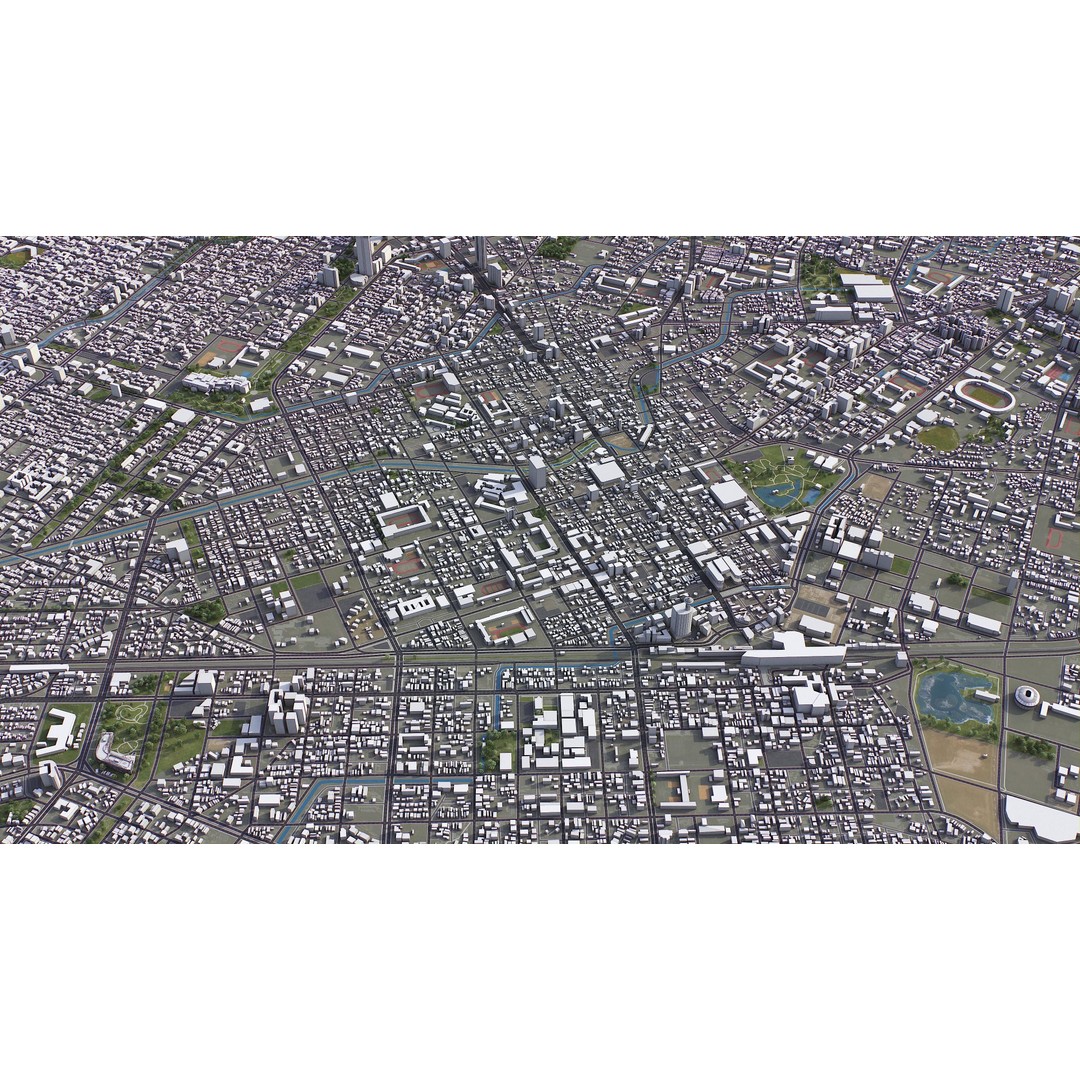 Taichung Cityscape 3D Model – Low Poly PBR Asset, FBX, OBJ - View 6