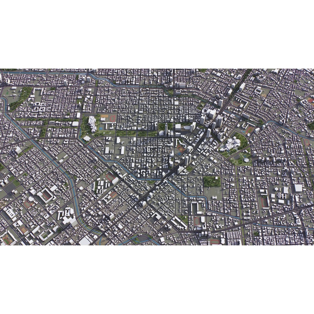 Taichung Cityscape 3D Model – Low Poly PBR Asset, FBX, OBJ - View 7