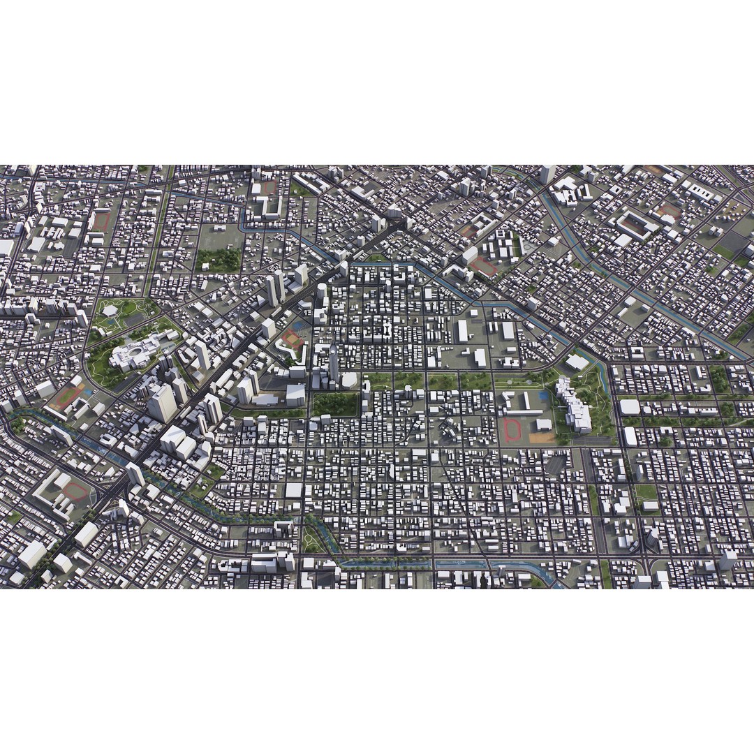 Taichung Cityscape 3D Model – Low Poly PBR Asset, FBX, OBJ - View 8