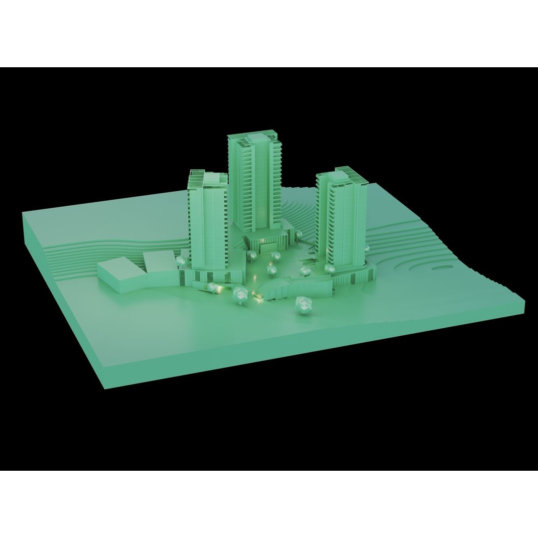 Residential Building 3D Model – Modern Maquette Design, FBX, Archviz - View 11