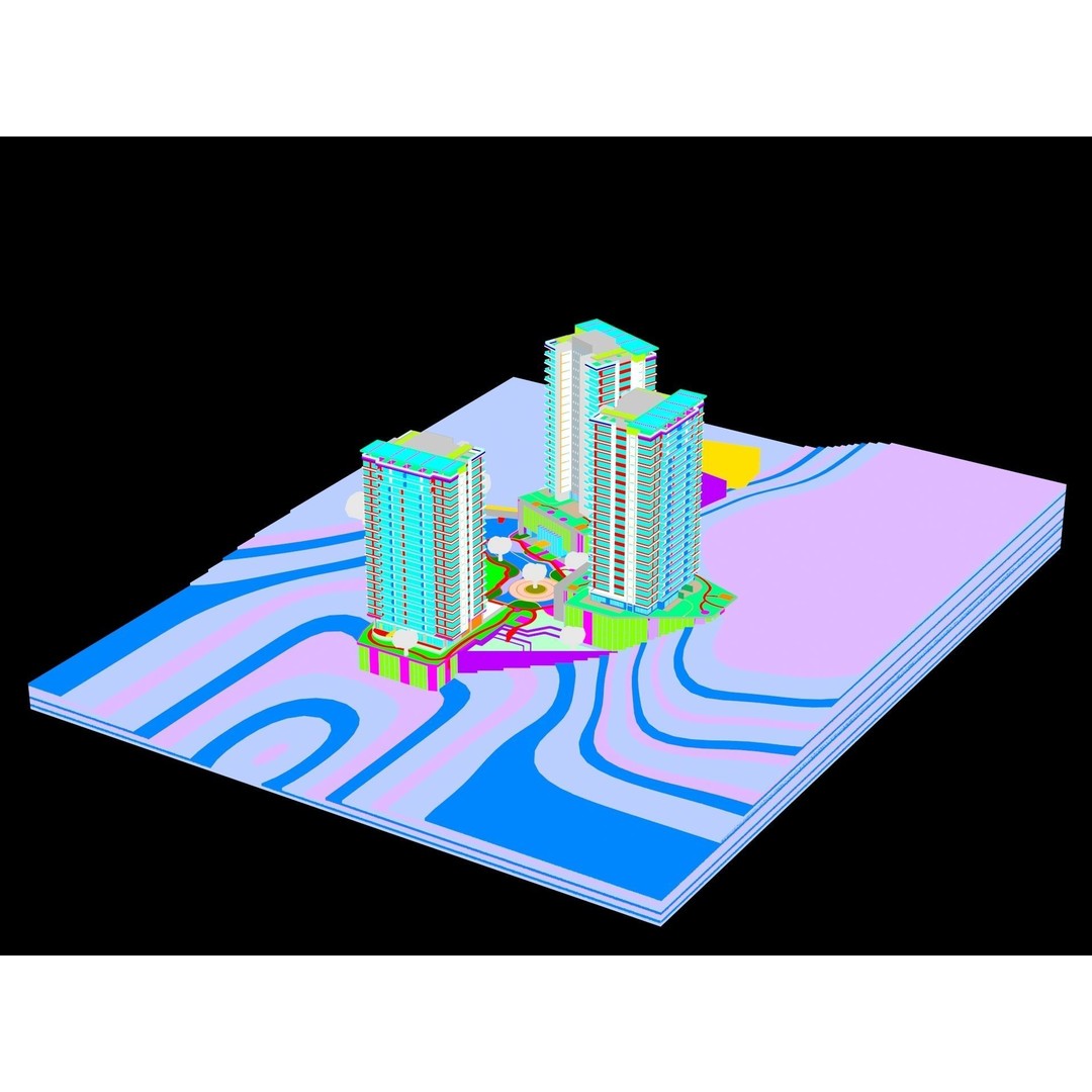 Residential Building 3D Model – Modern Maquette Design, FBX, Archviz - View 14