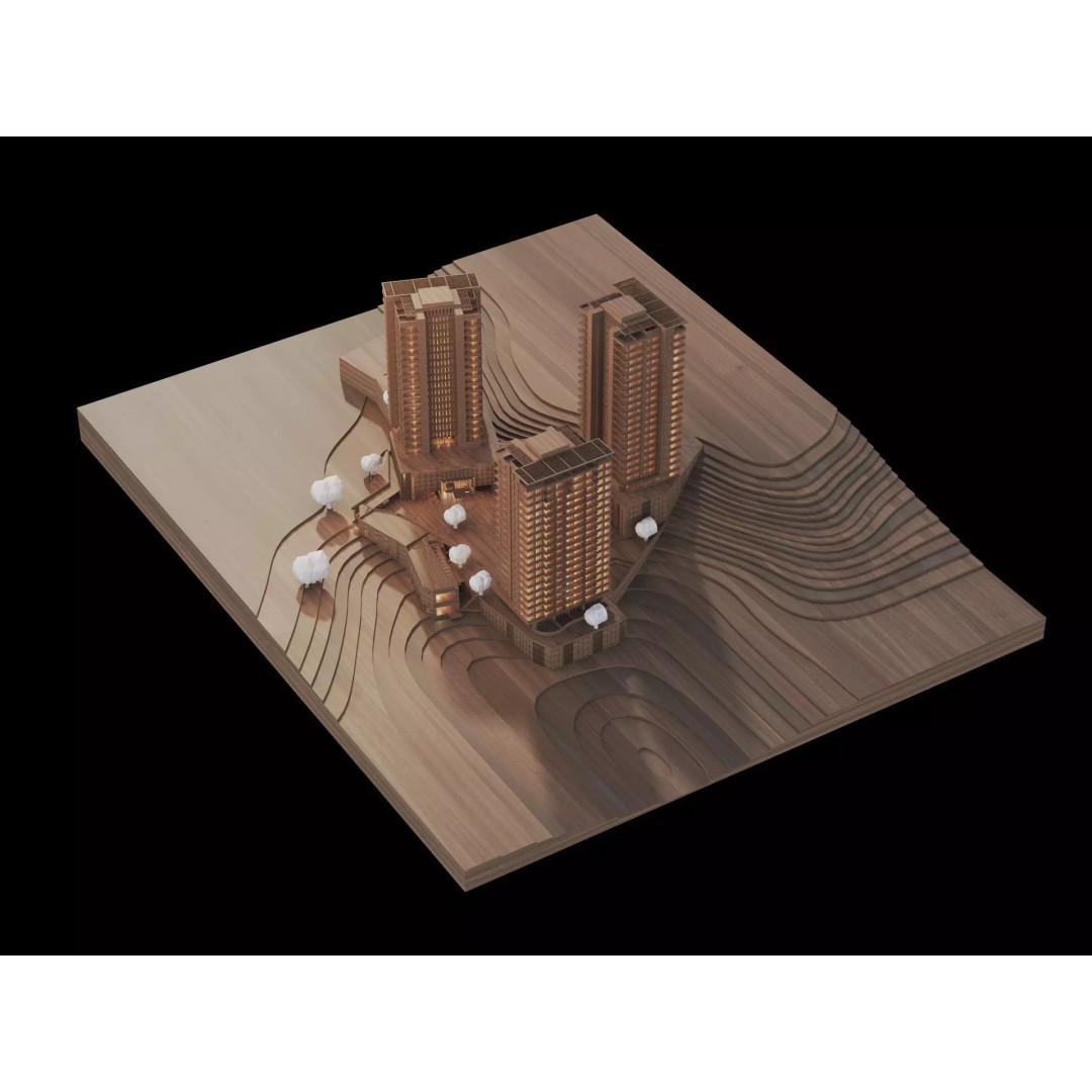 Residential Building 3D Model – Modern Maquette Design, FBX, Archviz - View 2