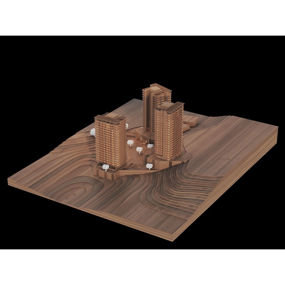 Residential Building 3D Model – Modern Maquette Design, FBX, Archviz - View 6