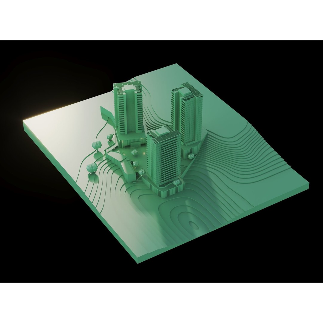 Residential Building 3D Model – Modern Maquette Design, FBX, Archviz - View 7