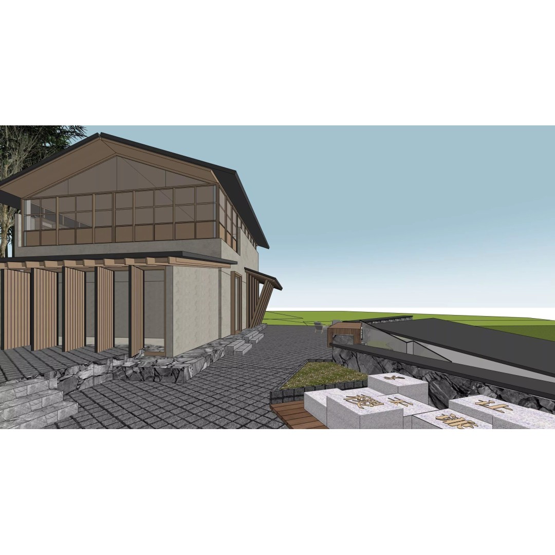 Modern Mountain Library Retreat 3D Model – East Asian Architecture, FBX - View 10