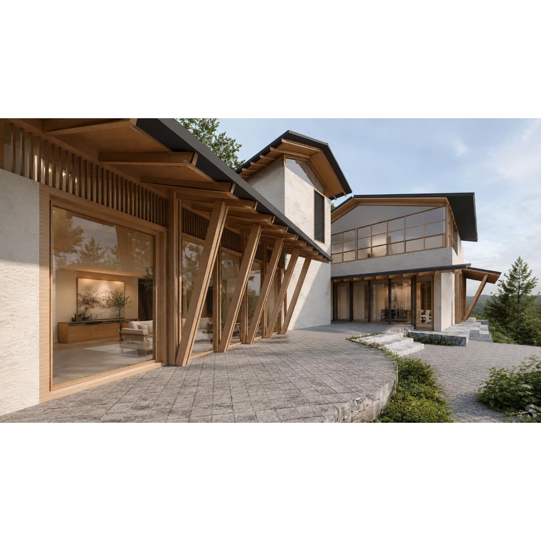 Modern Mountain Library Retreat 3D Model – East Asian Architecture, FBX - View 11