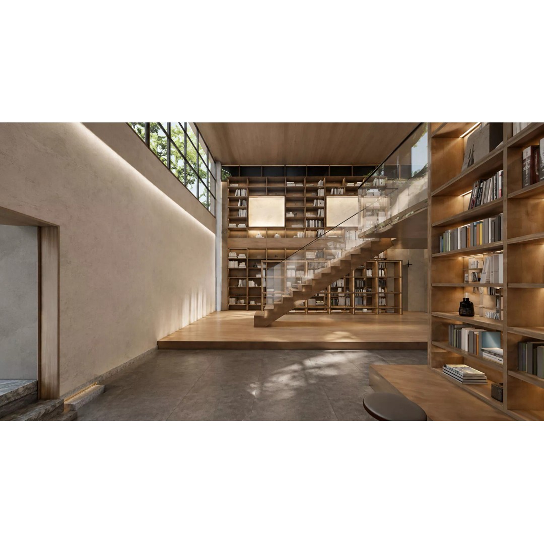 Modern Mountain Library Retreat 3D Model – East Asian Architecture, FBX - View 13
