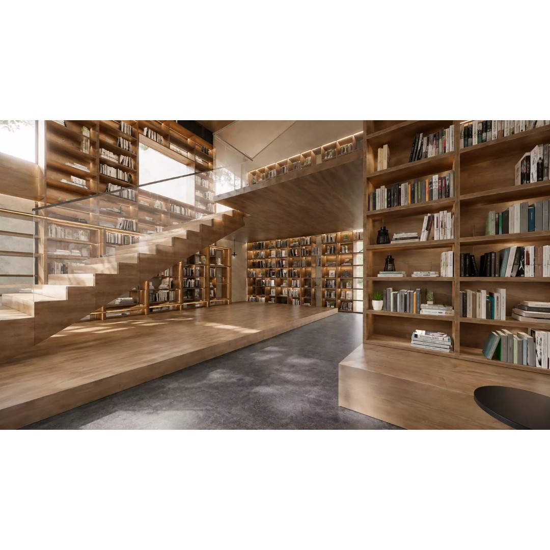 Modern Mountain Library Retreat 3D Model – East Asian Architecture, FBX - View 15