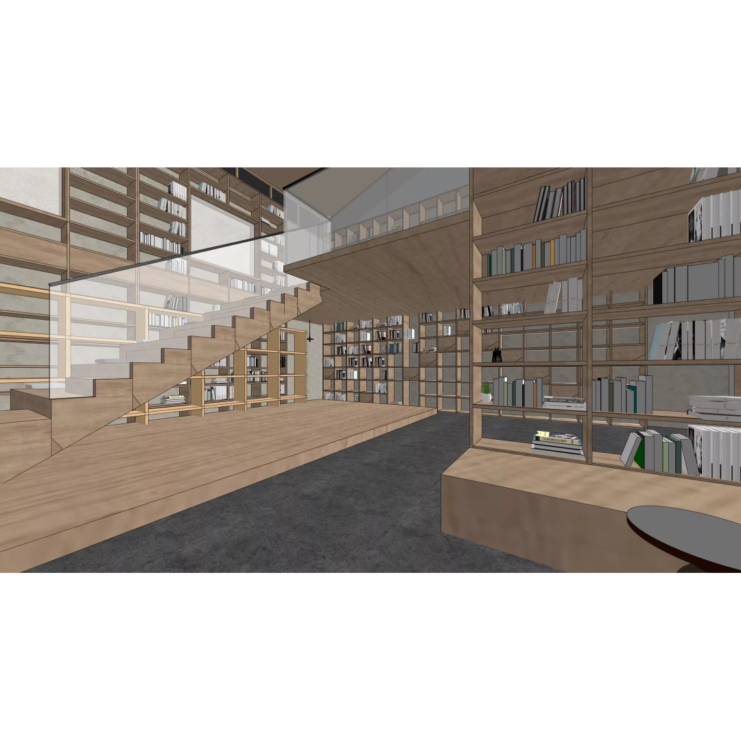 Modern Mountain Library Retreat 3D Model – East Asian Architecture, FBX - View 16