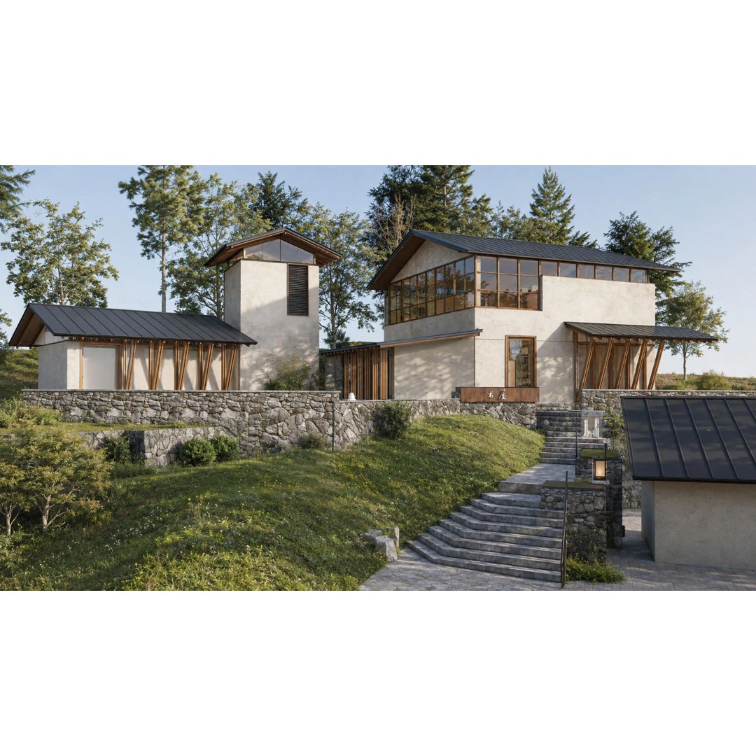 Modern Mountain Library Retreat 3D Model – East Asian Architecture, FBX - View 17