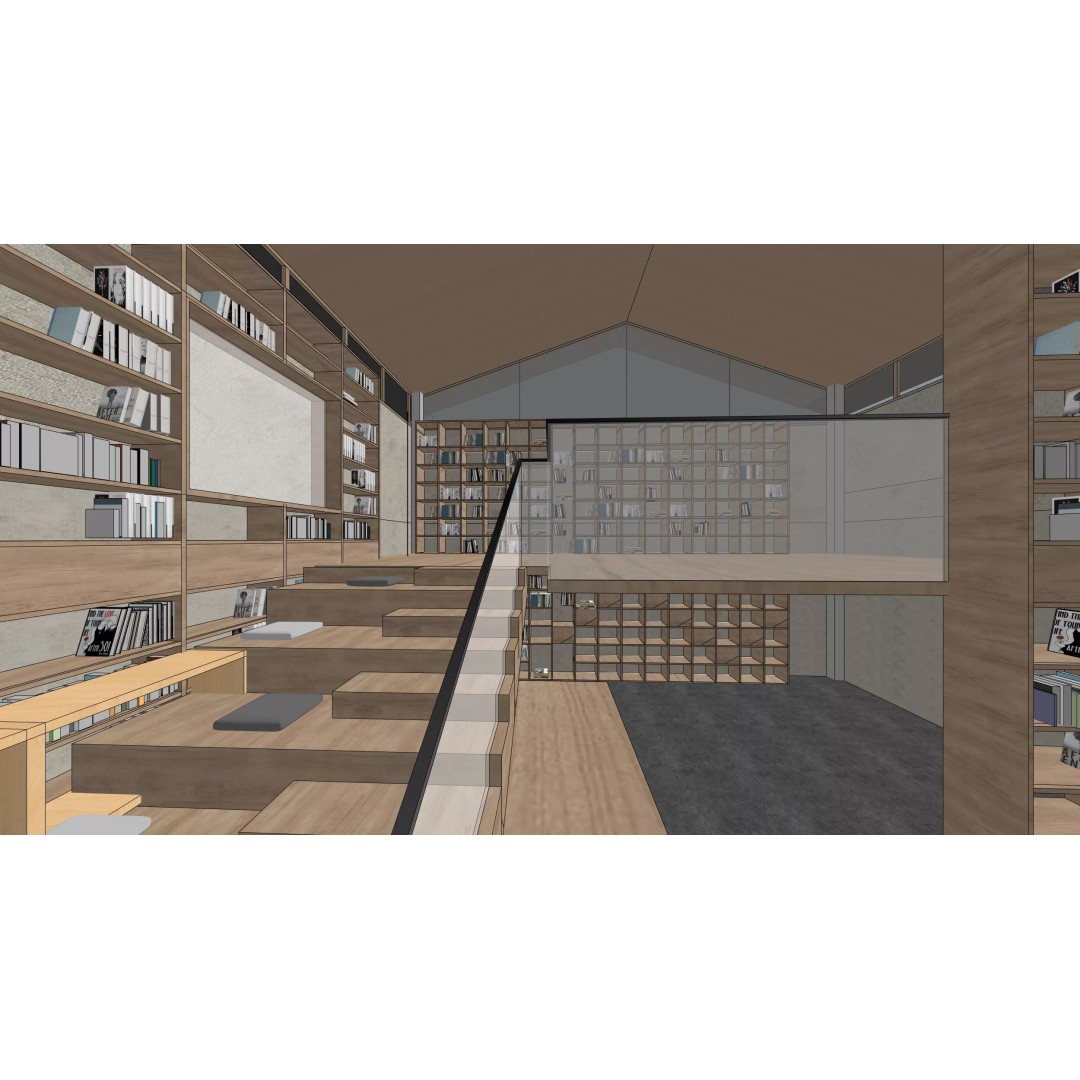 Modern Mountain Library Retreat 3D Model – East Asian Architecture, FBX - View 3