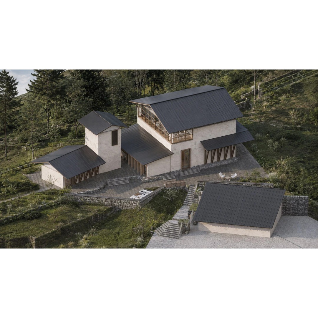Modern Mountain Library Retreat 3D Model – East Asian Architecture, FBX - View 4