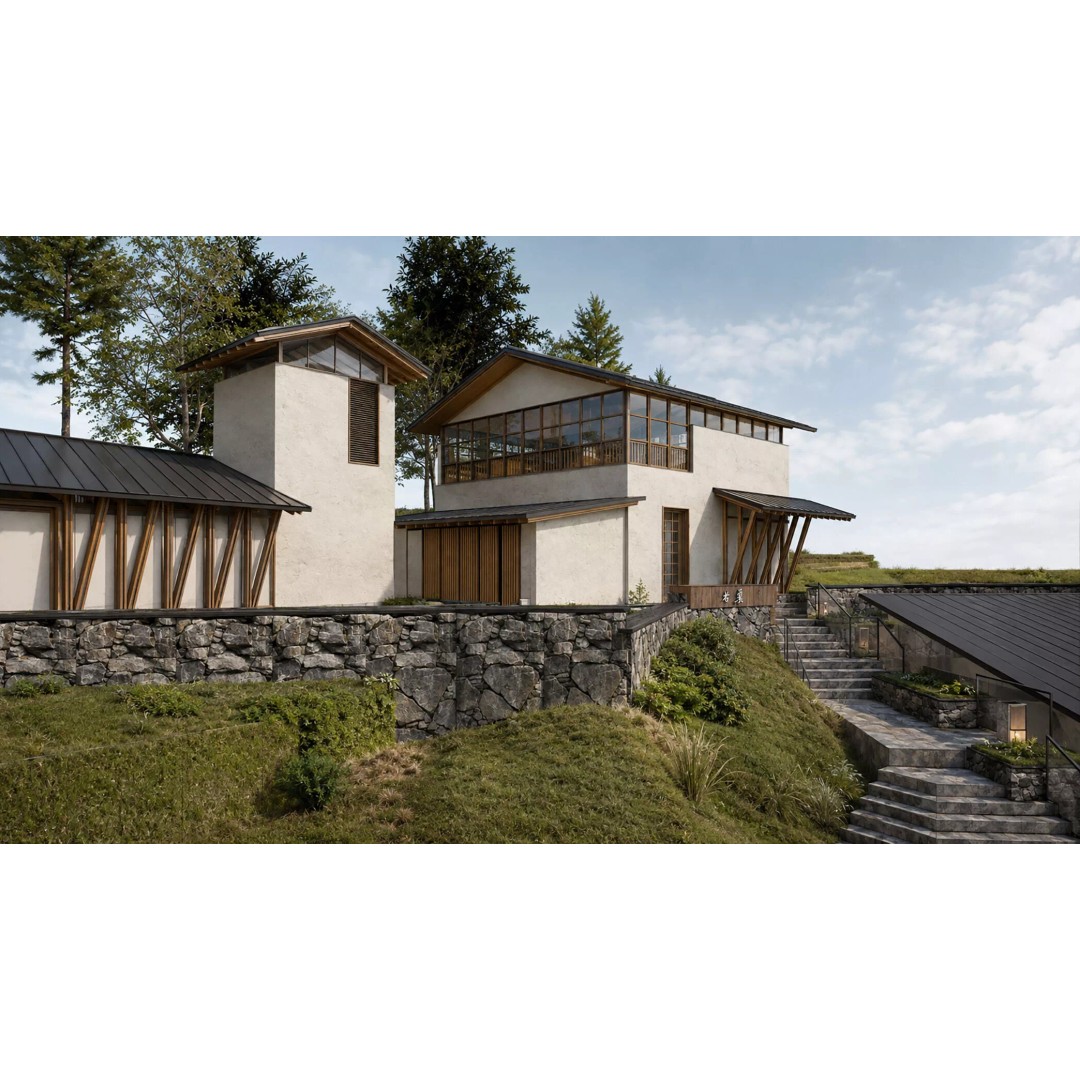 Modern Mountain Library Retreat 3D Model – East Asian Architecture, FBX - View 7
