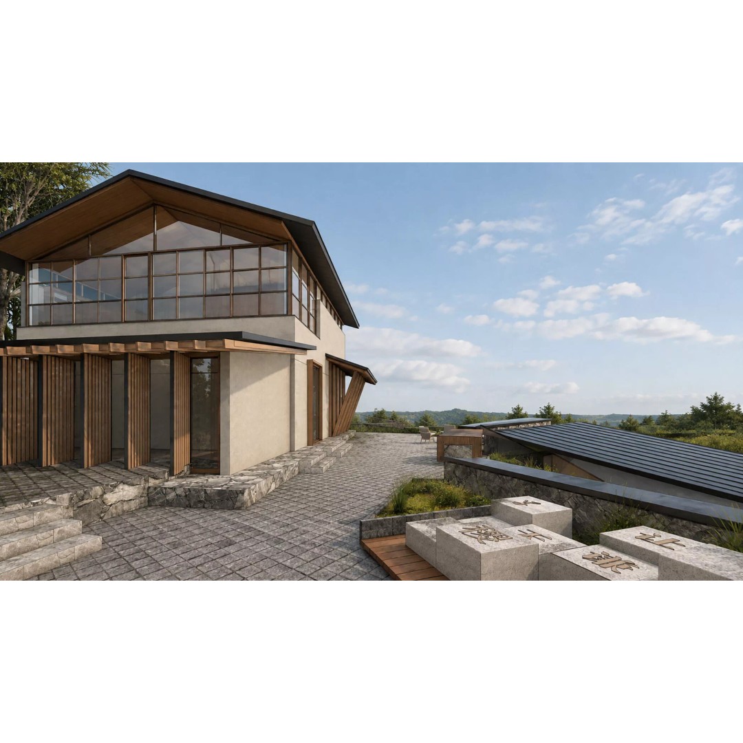Modern Mountain Library Retreat 3D Model – East Asian Architecture, FBX - View 9