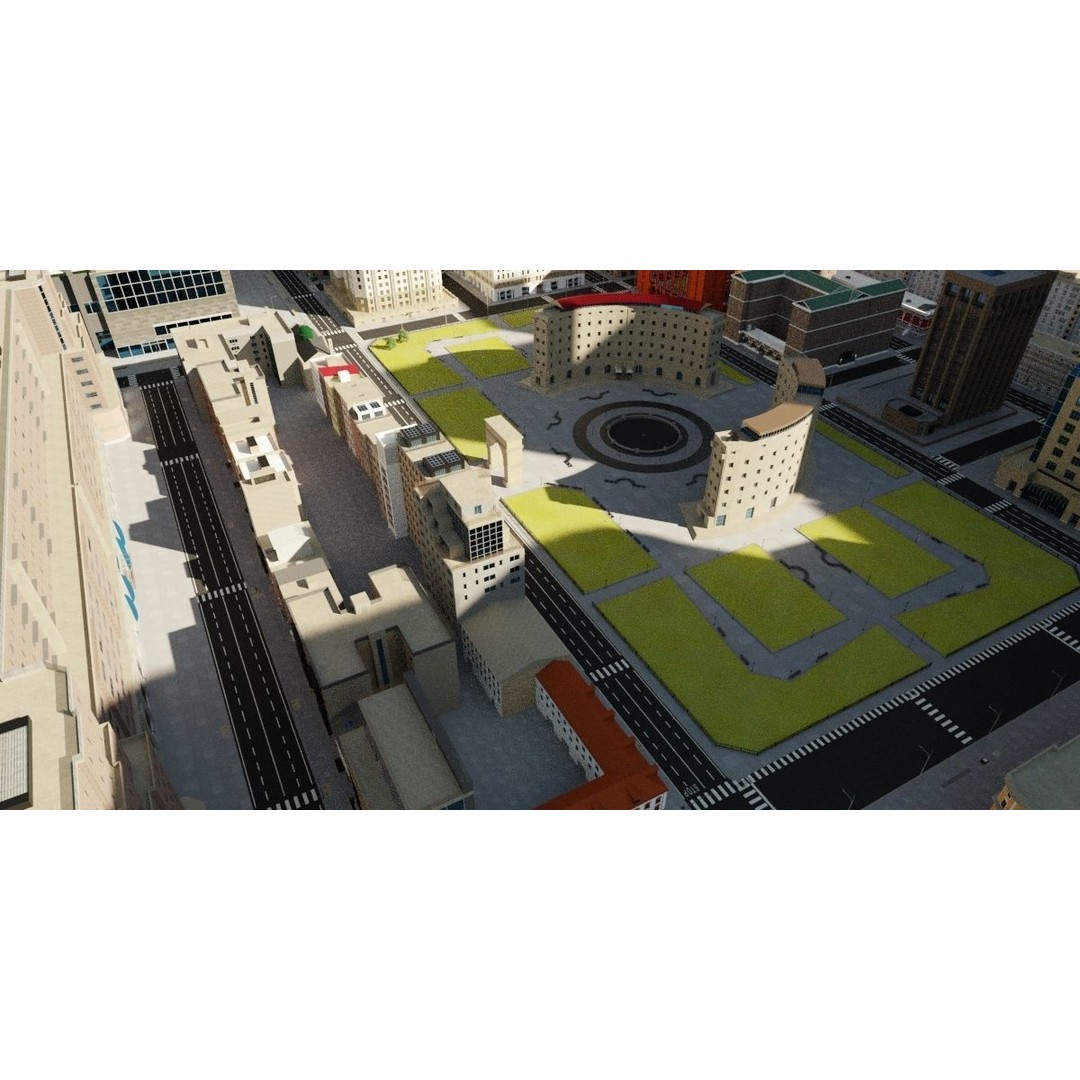 Growing City 3D Model – Urban Cityscape Asset with PBR Textures - View 13