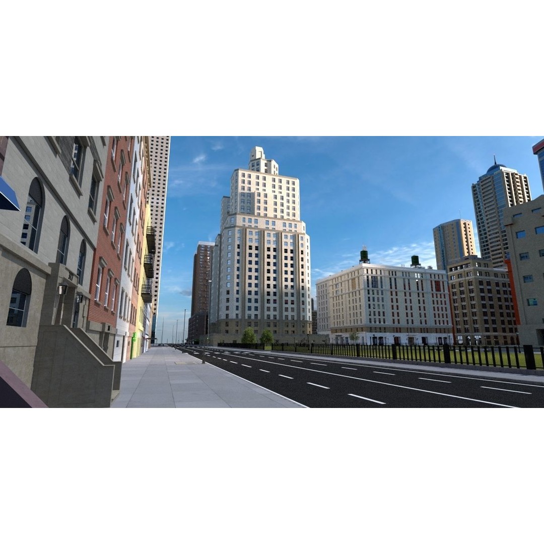 Growing City 3D Model – Urban Cityscape Asset with PBR Textures - View 3