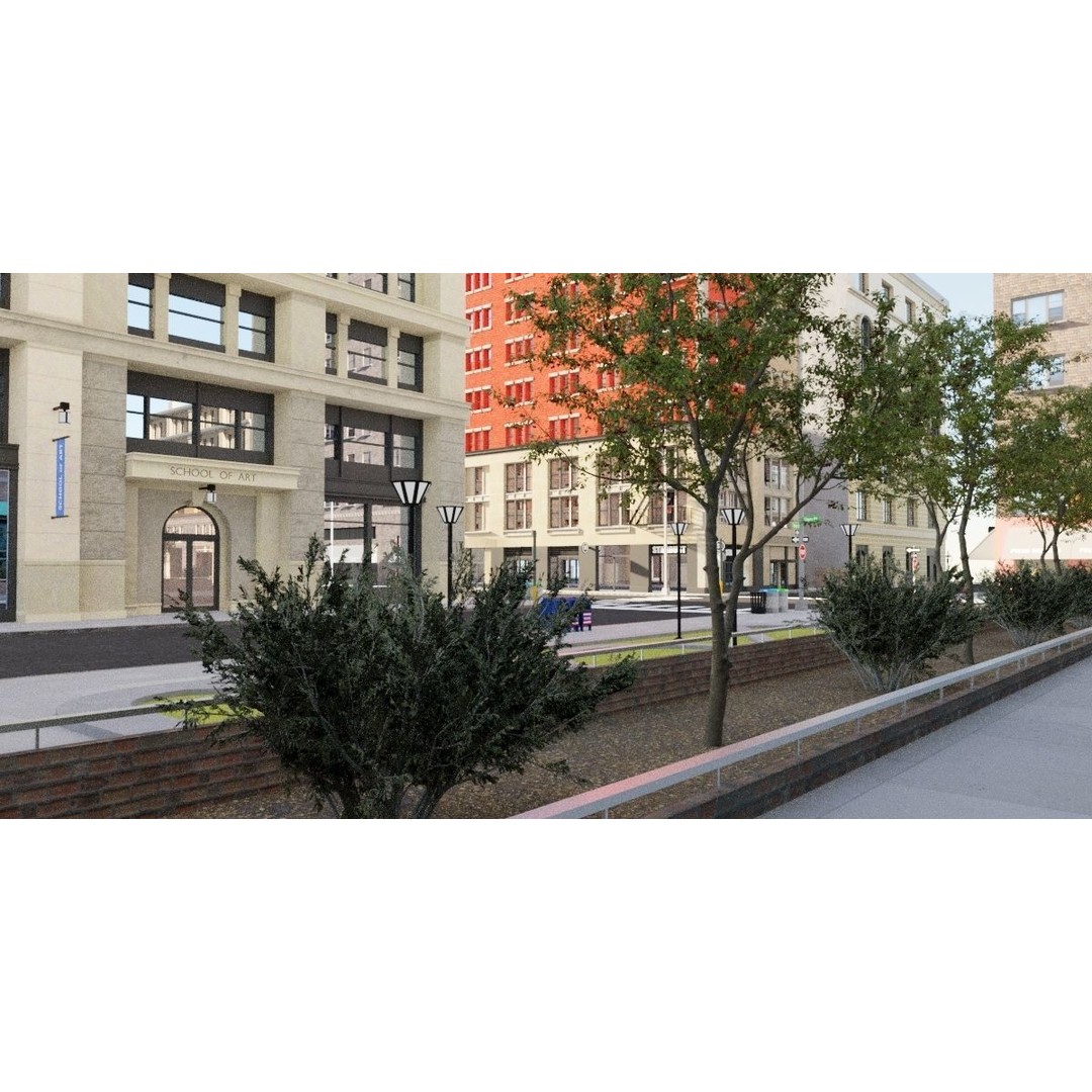 Growing City 3D Model – Urban Cityscape Asset with PBR Textures - View 6
