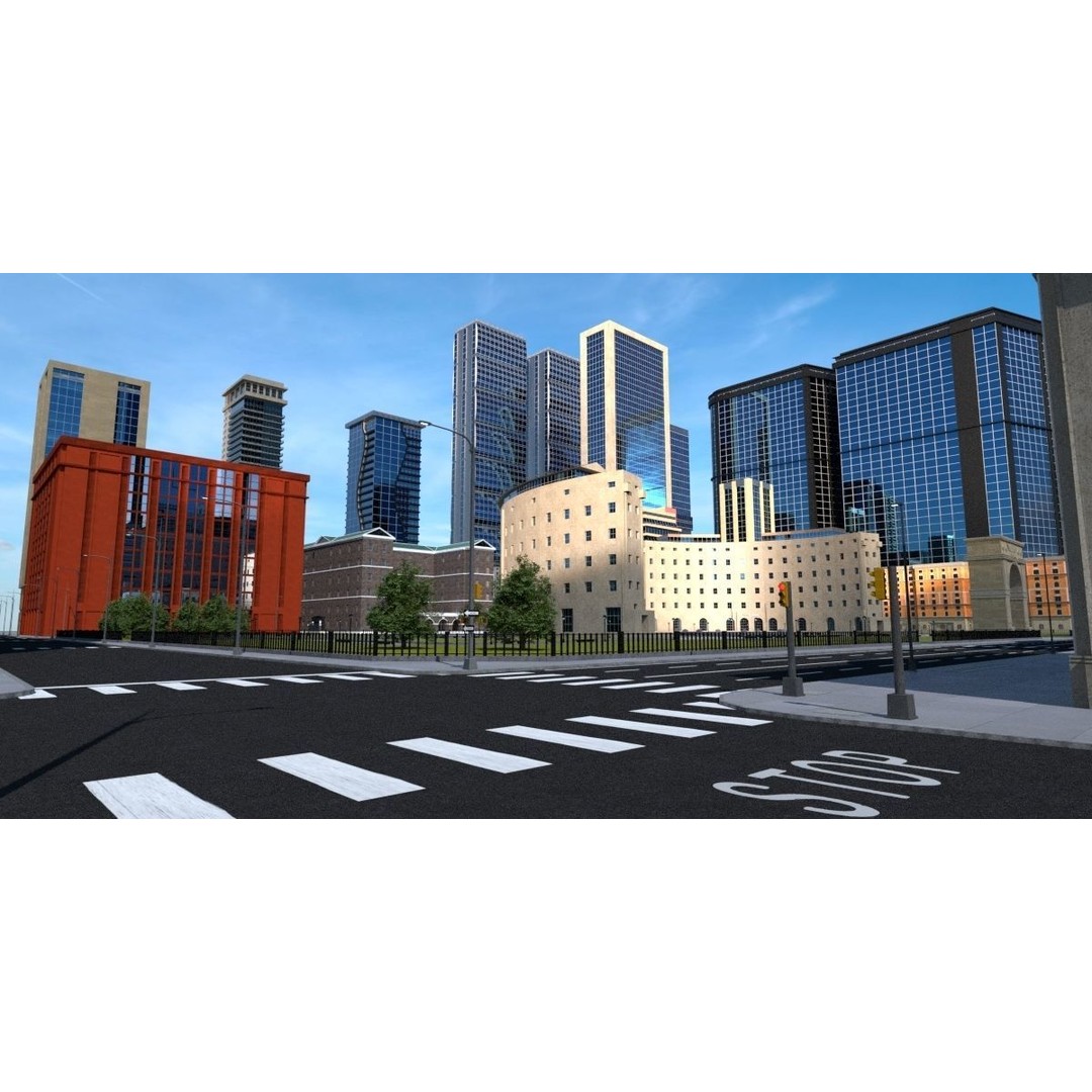 Growing City 3D Model – Urban Cityscape Asset with PBR Textures - View 7