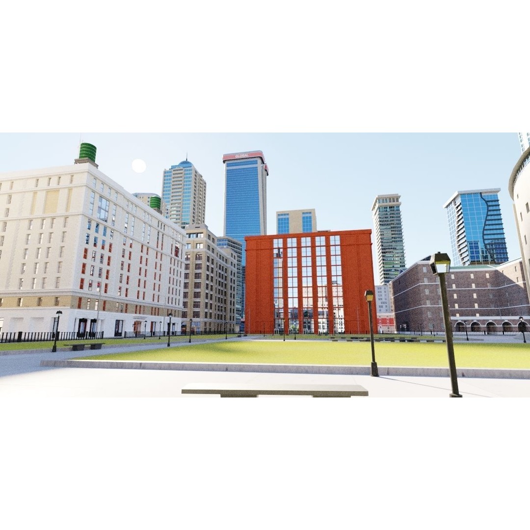 Growing City 3D Model – Urban Cityscape Asset with PBR Textures - View 9