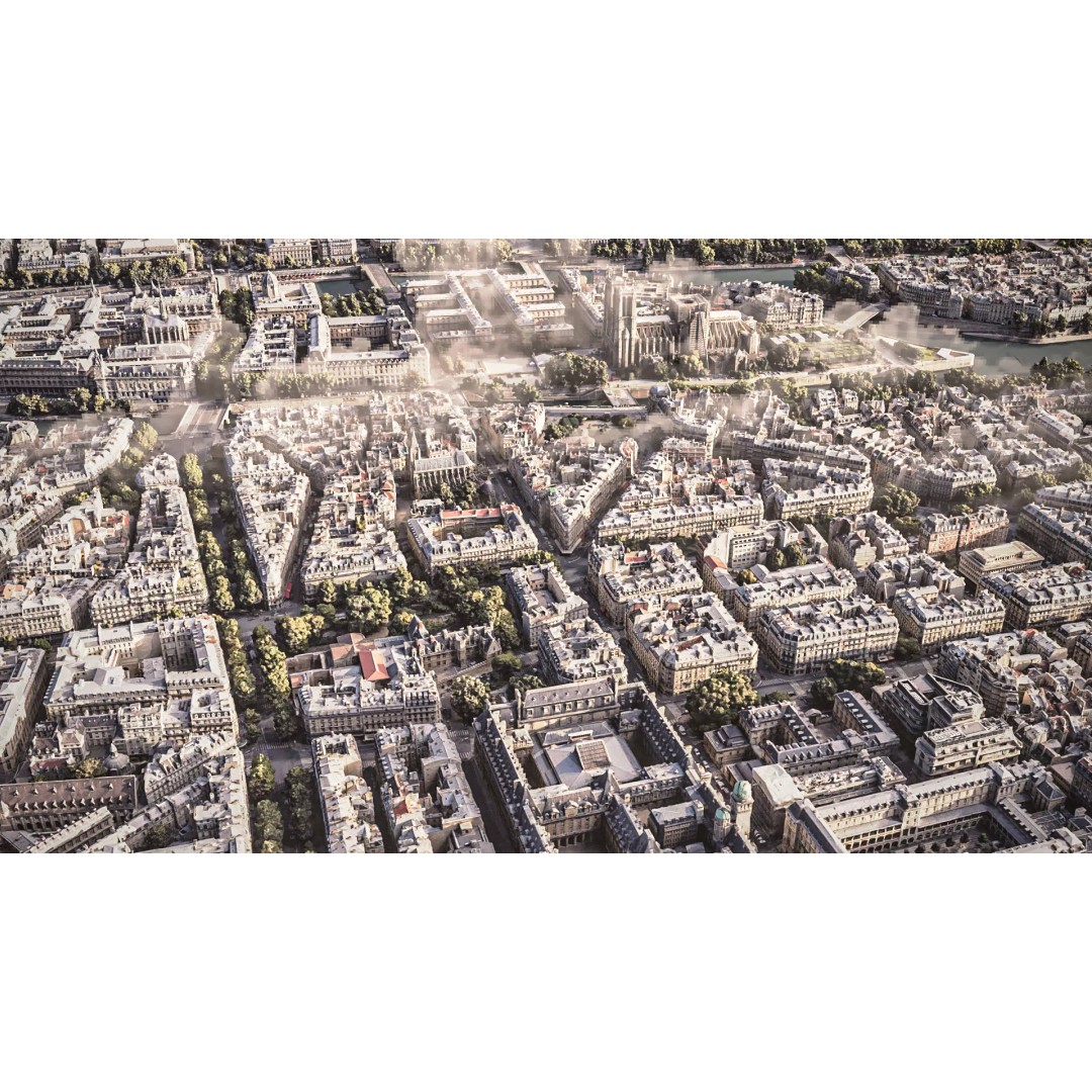 Paris City 3D Model – Detailed Cityscape Asset, FBX & OBJ Formats - View 2