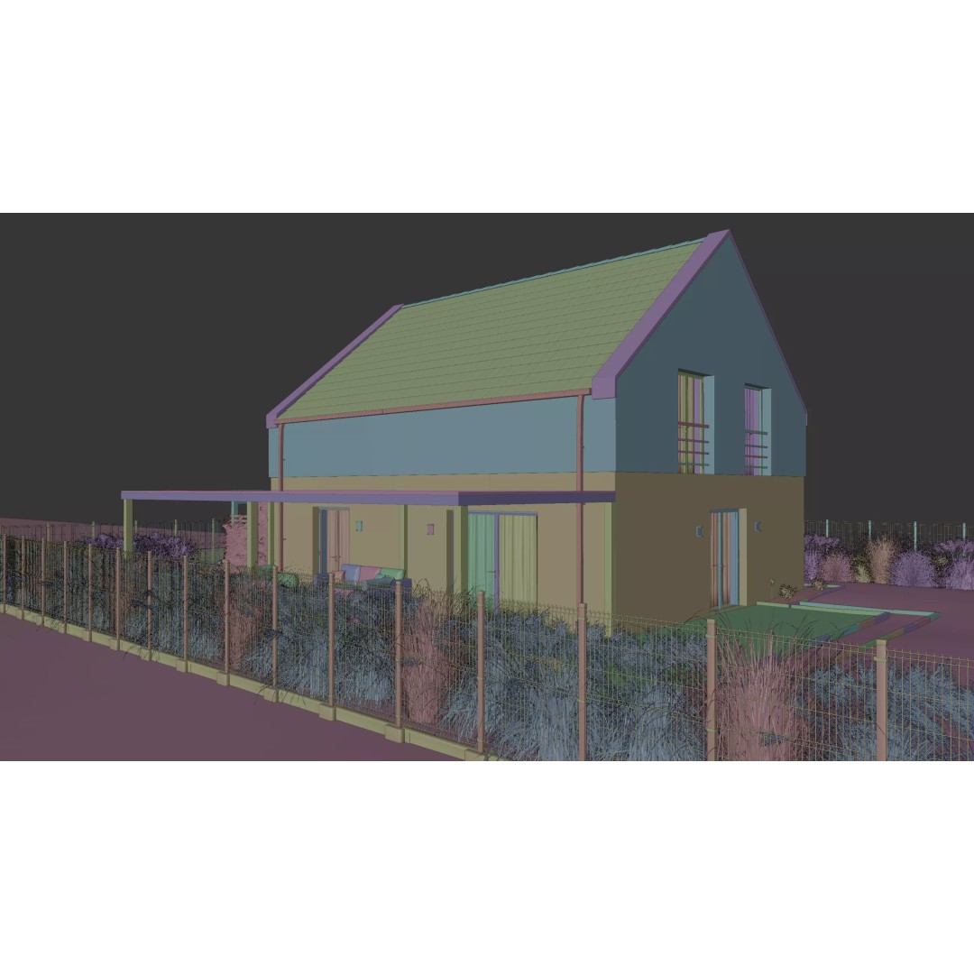 Exterior House 3D Model – Realistic Archviz Asset, Blender, FBX - View 10