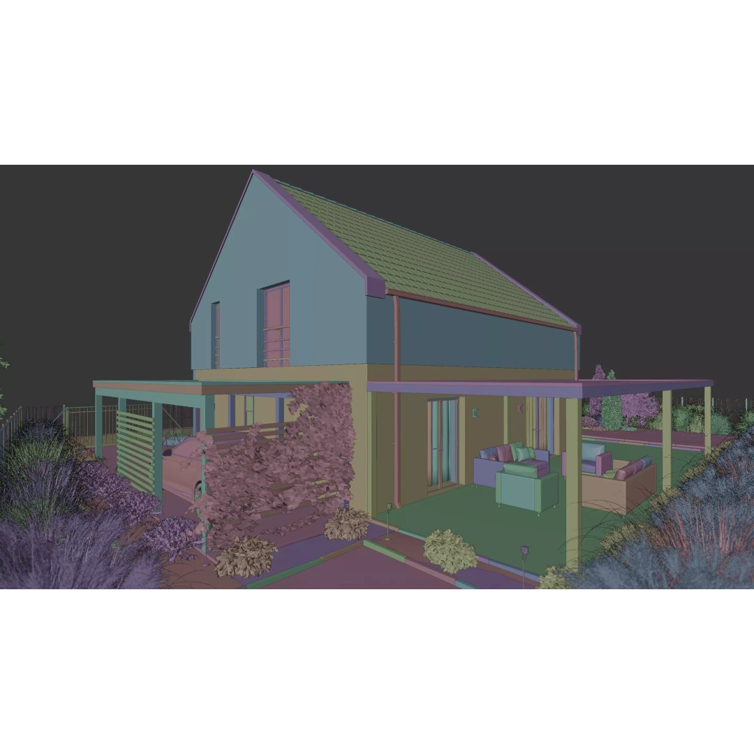 Exterior House 3D Model – Realistic Archviz Asset, Blender, FBX - View 11