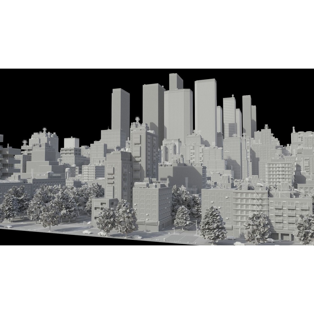 Realistic City 3D Model – Low Poly Urban Scene, V-Ray Ready