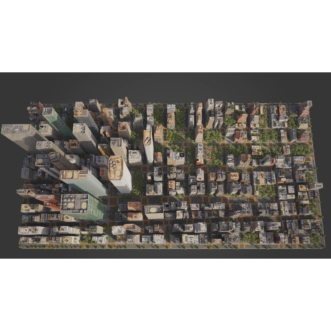 Realistic City 3D Model – Low Poly Urban Scene, V-Ray Ready - View 10