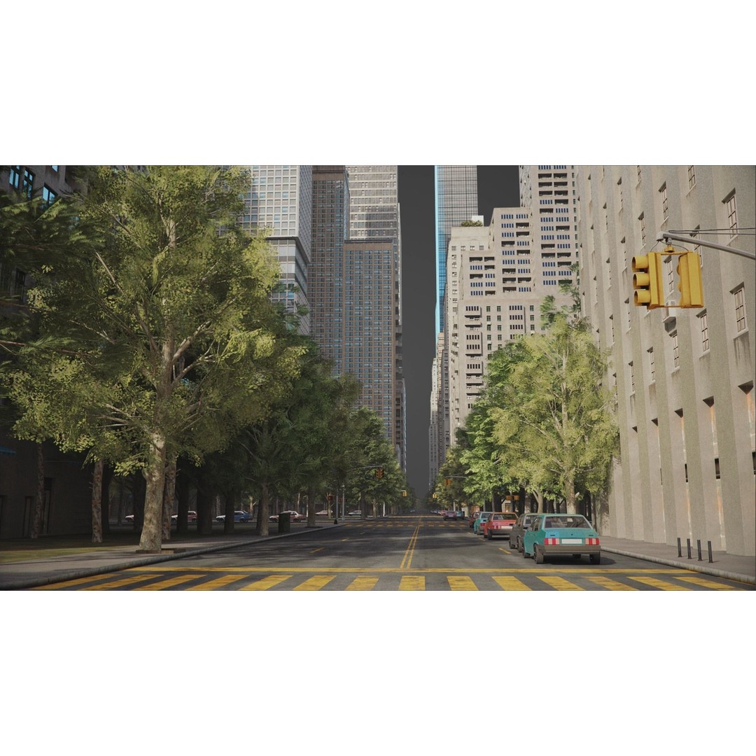 Realistic City 3D Model – Low Poly Urban Scene, V-Ray Ready - View 11