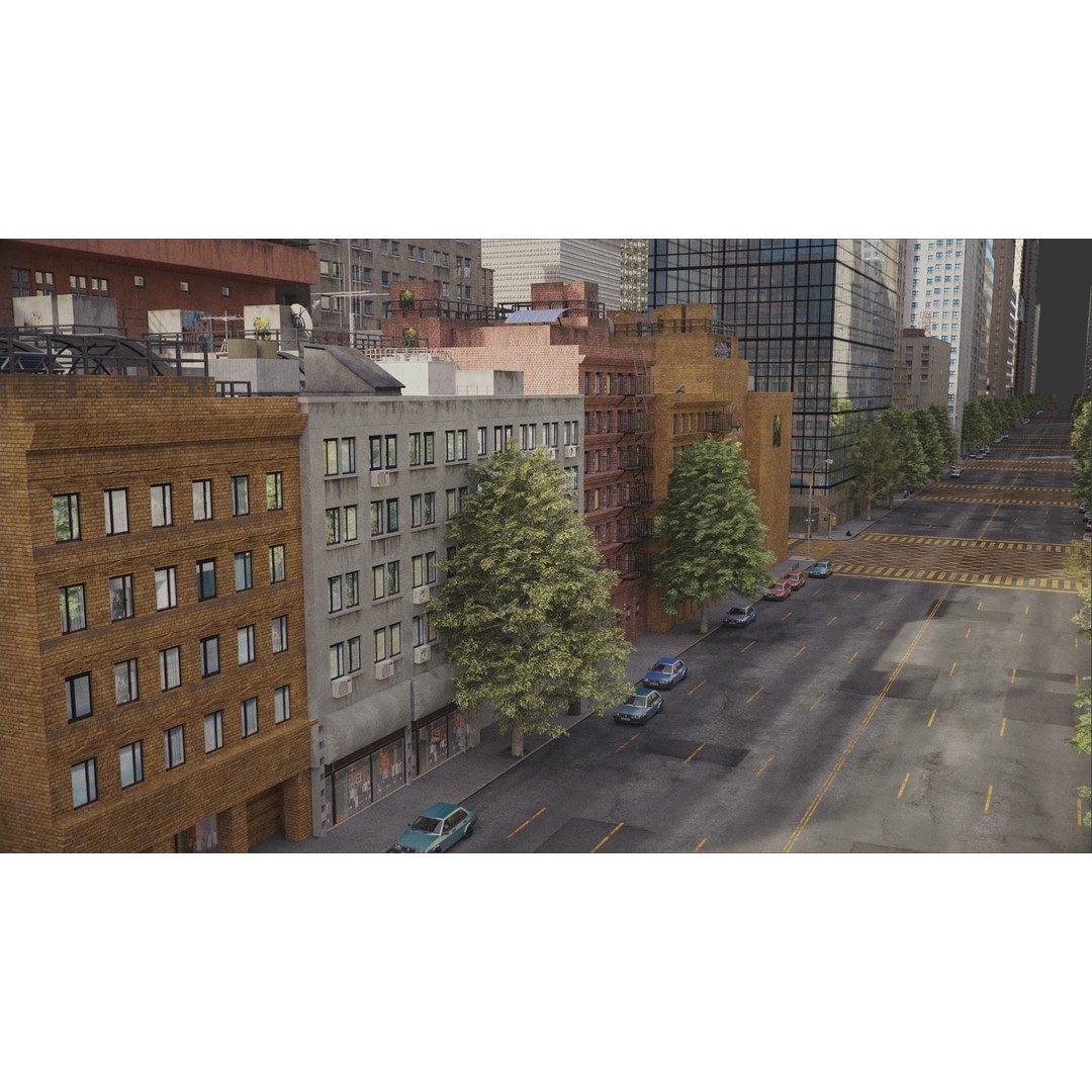 Realistic City 3D Model – Low Poly Urban Scene, V-Ray Ready - View 13