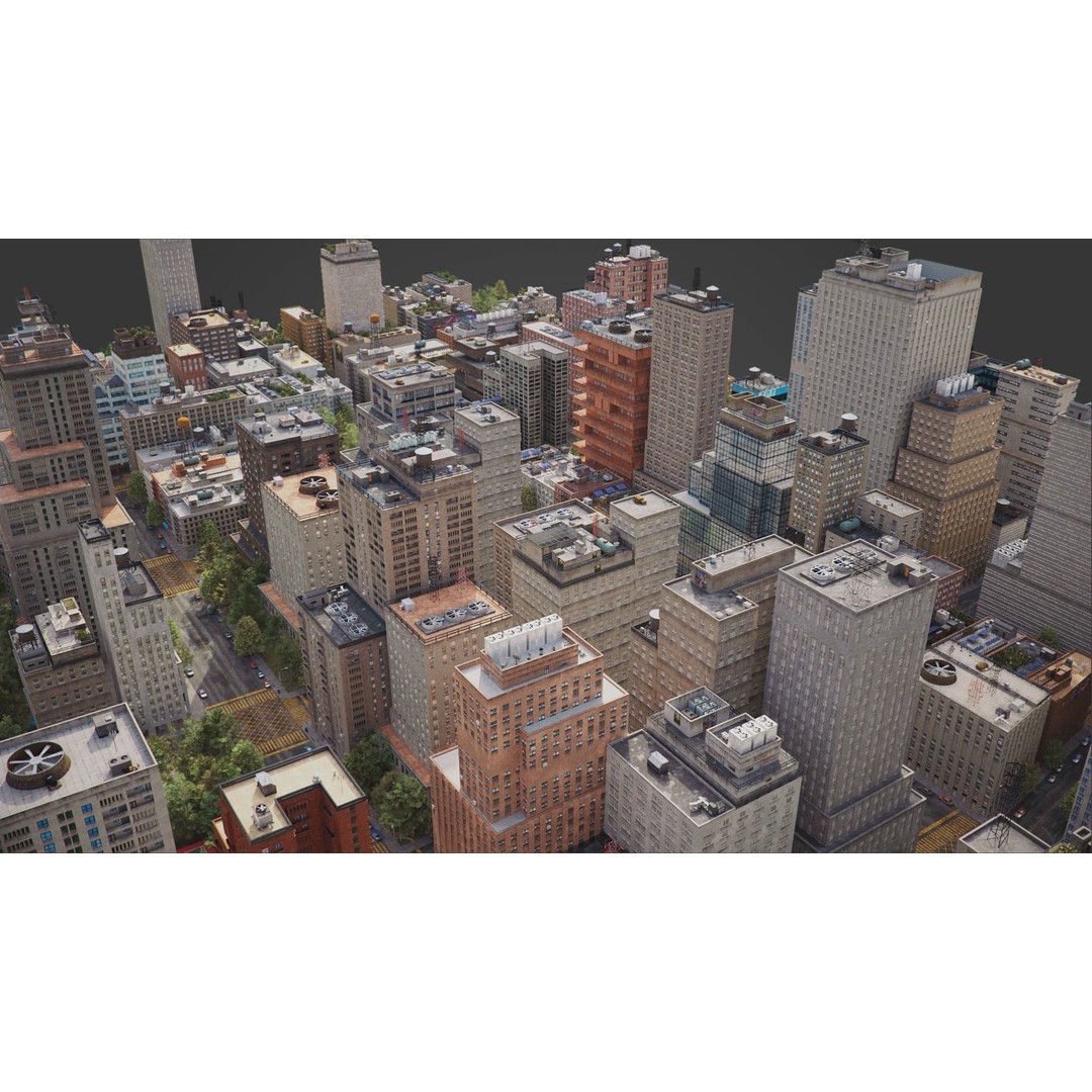 Realistic City 3D Model – Low Poly Urban Scene, V-Ray Ready - View 15