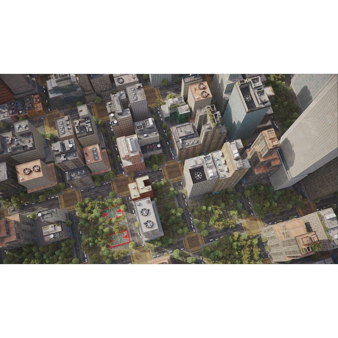 Realistic City 3D Model – Low Poly Urban Scene, V-Ray Ready - View 19