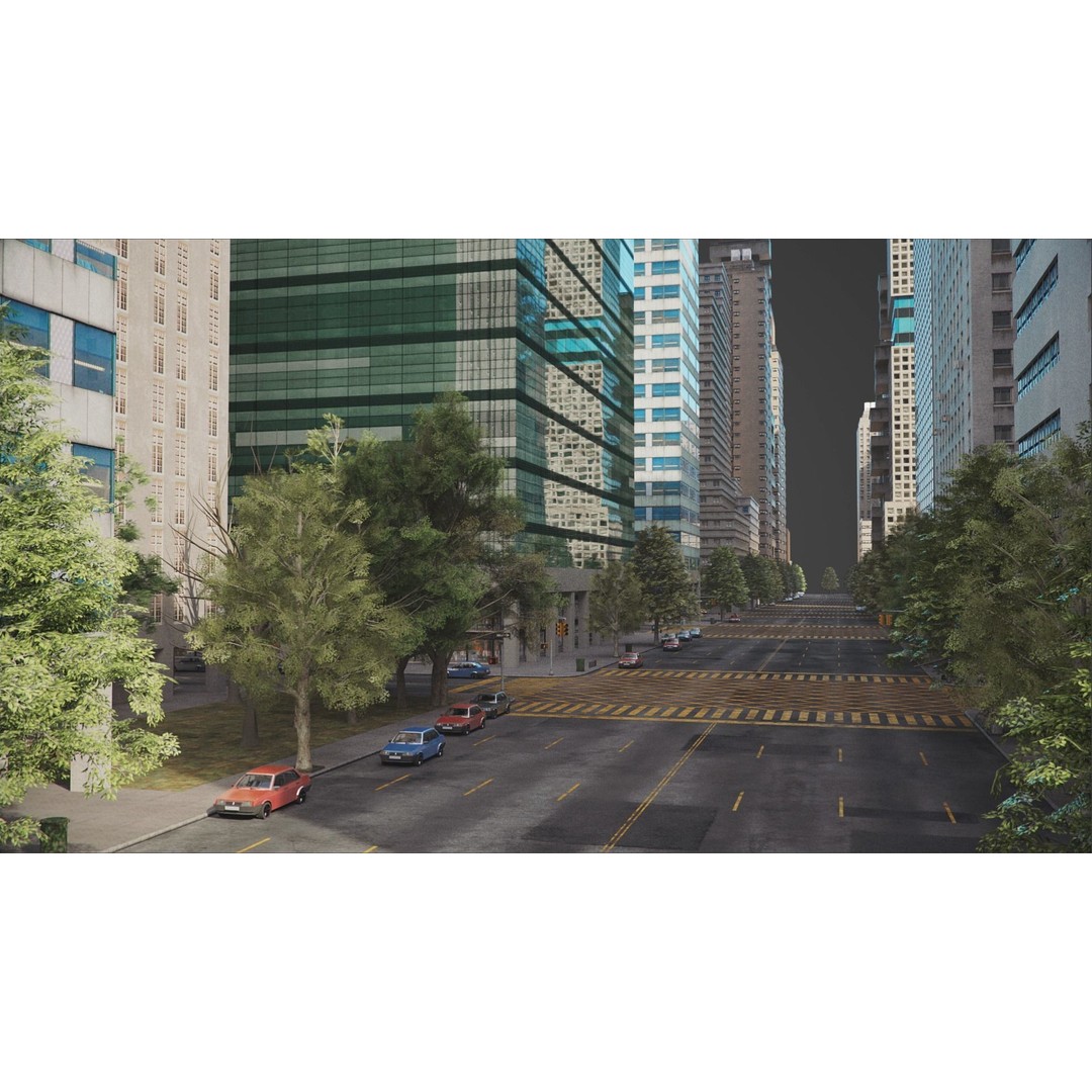 Realistic City 3D Model – Low Poly Urban Scene, V-Ray Ready - View 24