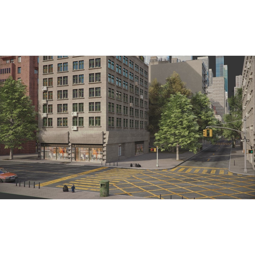 Realistic City 3D Model – Low Poly Urban Scene, V-Ray Ready - View 25