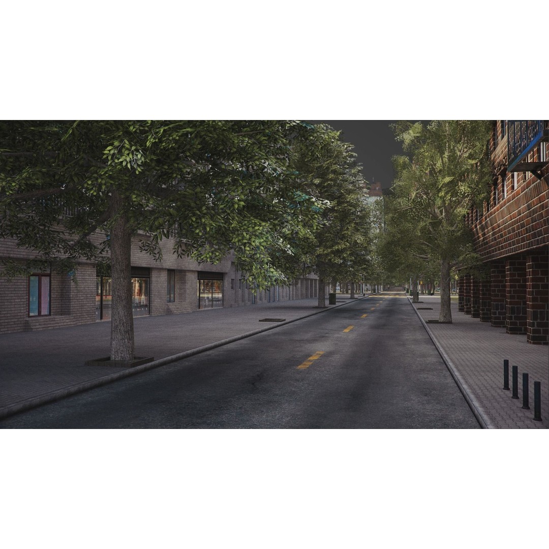 Realistic City 3D Model – Low Poly Urban Scene, V-Ray Ready - View 27