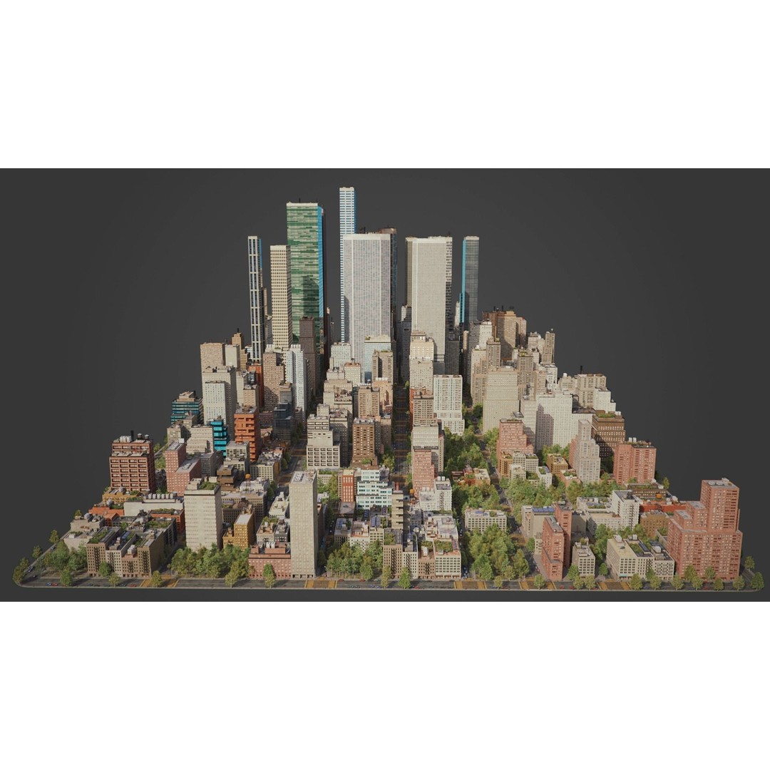 Realistic City 3D Model – Low Poly Urban Scene, V-Ray Ready - View 30