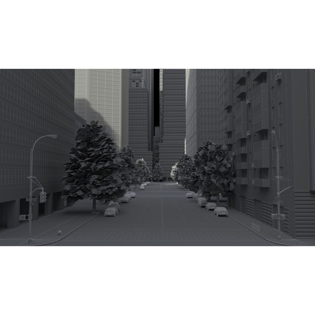 Realistic City 3D Model – Low Poly Urban Scene, V-Ray Ready - View 37
